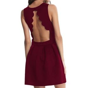 Scalloped Maroon Cocktail Dress
