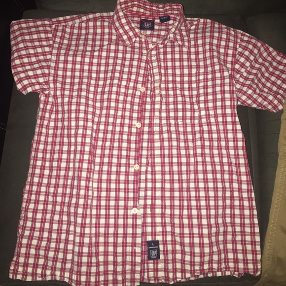 Boys large gap plaid button up shirts
