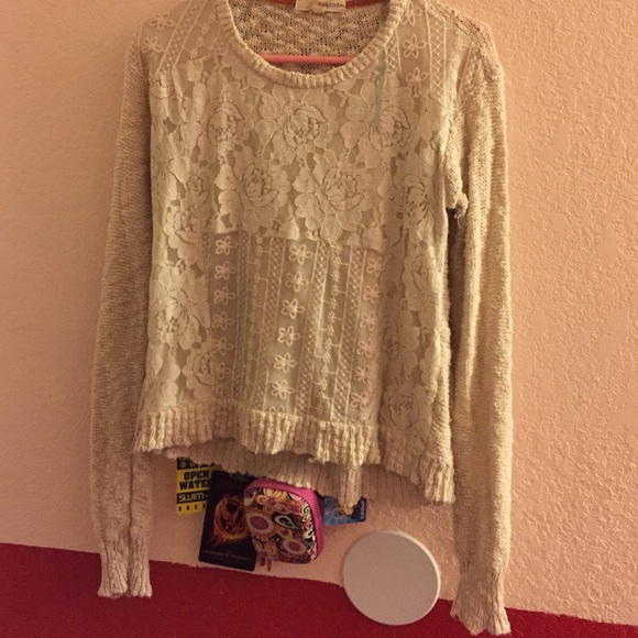 Lace-front sweater