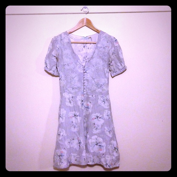 Kimchi Blue Gray Silk Floral Dress