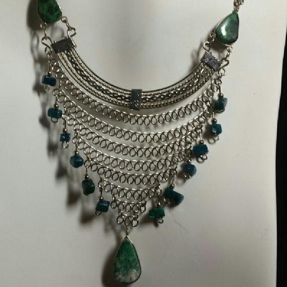 Alpaca silver & Turquoise necklace, N-2