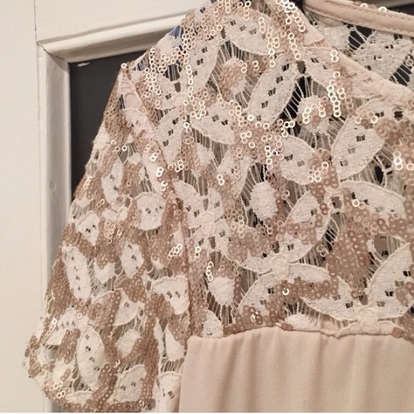 Sparkly Embellished Blush Babydoll Swing Dress - Picture 2 of 3