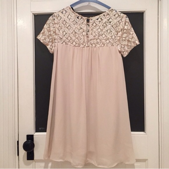 Sparkly Embellished Blush Babydoll Swing Dress - Picture 3 of 3