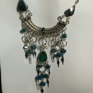 Alpaca silver & Turquoise necklace, N-4