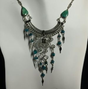 Alpaca  silver & Turquoise necklace, N-12