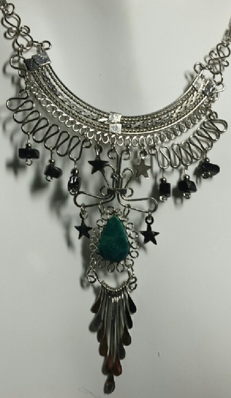 Alpaca silver & Turquoise necklace, N-16
