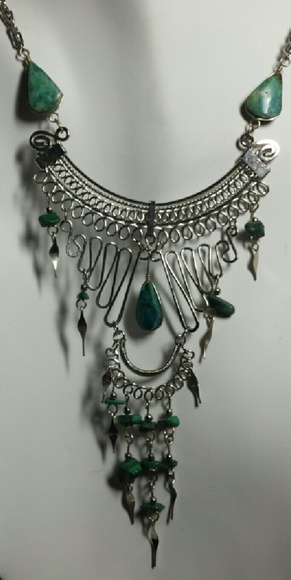 Alpaca silver & Turquoise necklace, N-21