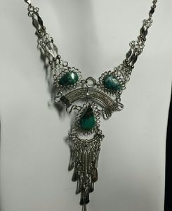 Alpaca silver &Turquoise necklace, N-30