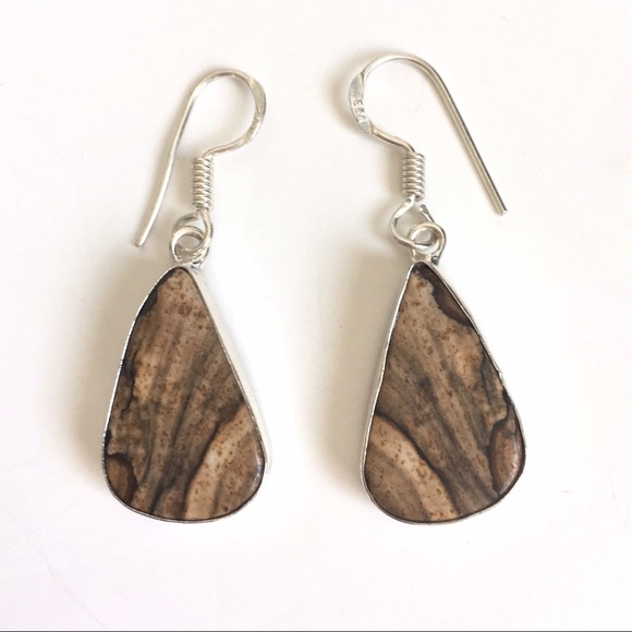 Handmade Silver and Jasper Earrings - Picture 1 of 3