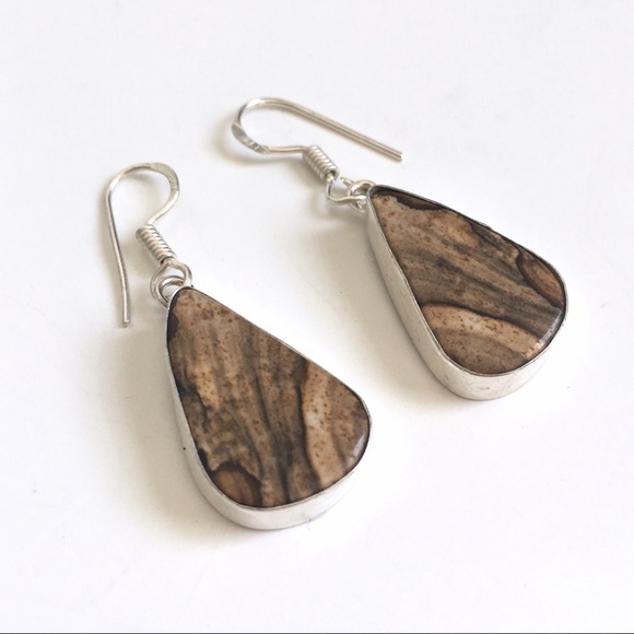 Handmade Silver and Jasper Earrings - Picture 2 of 3