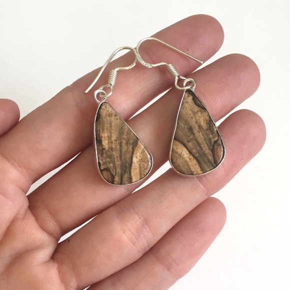 Handmade Silver and Jasper Earrings - Picture 3 of 3