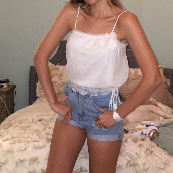 white lace cami tank top
