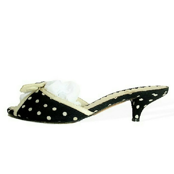 Sold****MOSCHINO SHOES POLKA DOT BOW SLIDES - Picture 3 of 4