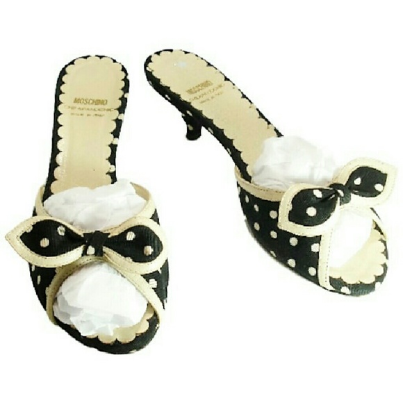 MOSCHINO CHEAP AND CHIC Shoes - Sold****MOSCHINO SHOES POLKA DOT BOW SLIDES