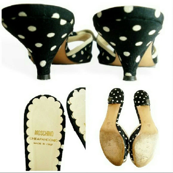 Sold****MOSCHINO SHOES POLKA DOT BOW SLIDES - Picture 4 of 4