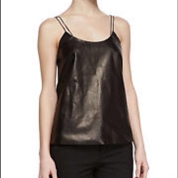 Leather front, silk back Vince spaghetti strap