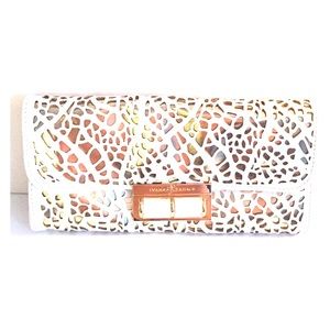 Ivanka Trump Laser Cut Clutch (White/Gold)