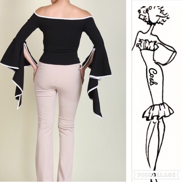 HP!!🎉🎉🎉HOT!🔥Black Off the Shoulders Top - Picture 2 of 4