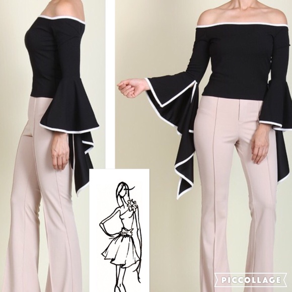 HP!!🎉🎉🎉HOT!🔥Black Off the Shoulders Top - Picture 3 of 4