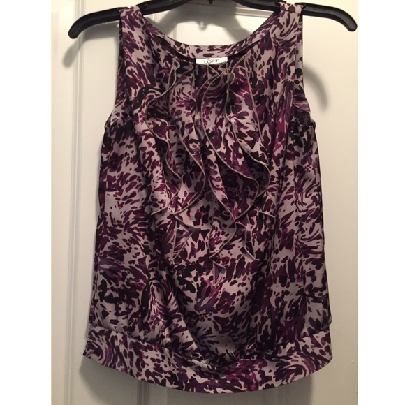 Sleeveless Ann Taylor Loft Ruffled Blouse