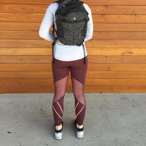 Maroon Lululemon All Meshed up 7/8 Tights