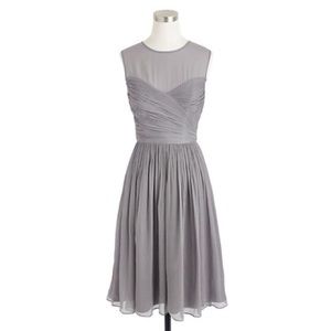 Jcrew Clara Silk Chiffon Dress Grey