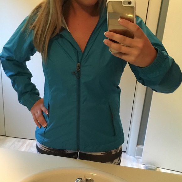 Turquoise North Face Rain Jacket