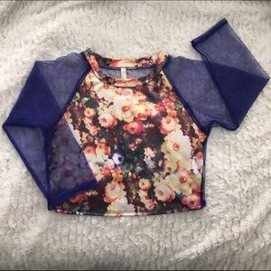Floral & Sheer crop top