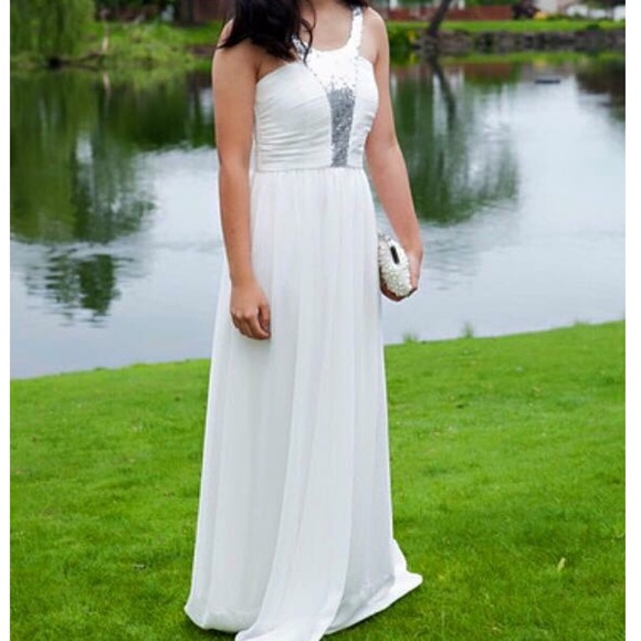 50 off Nordstrom Dresses & Skirts Nordstrom White Sequin Halter Prom