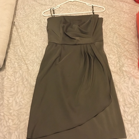 Strapless olive green dress