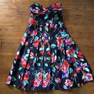 Express Floral Strapless Dress