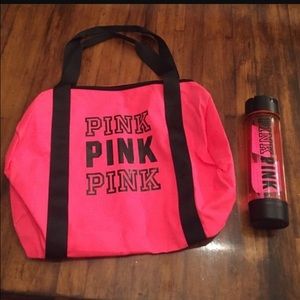 Victoria secret duffle bag and water bottle