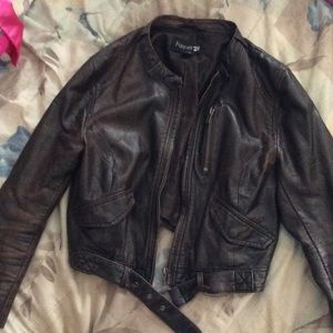 Acid Wash Look Faux Leather Jacket