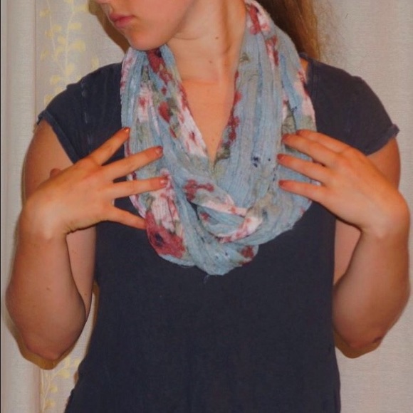 Faded Blue Floral infinity scarf