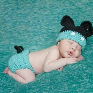 Crochet mickey mouse blue set