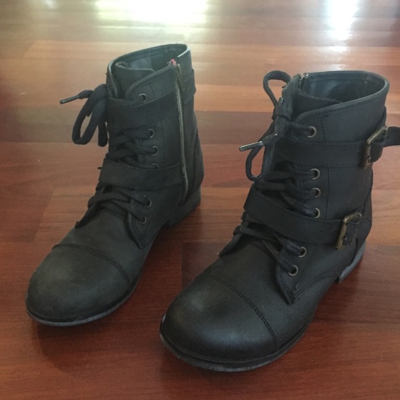 Black combat boots