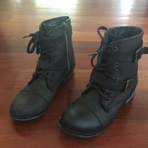 Black combat boots