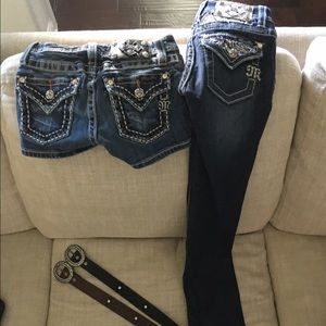Girls size 8 Miss Me shorts, jeans and belts