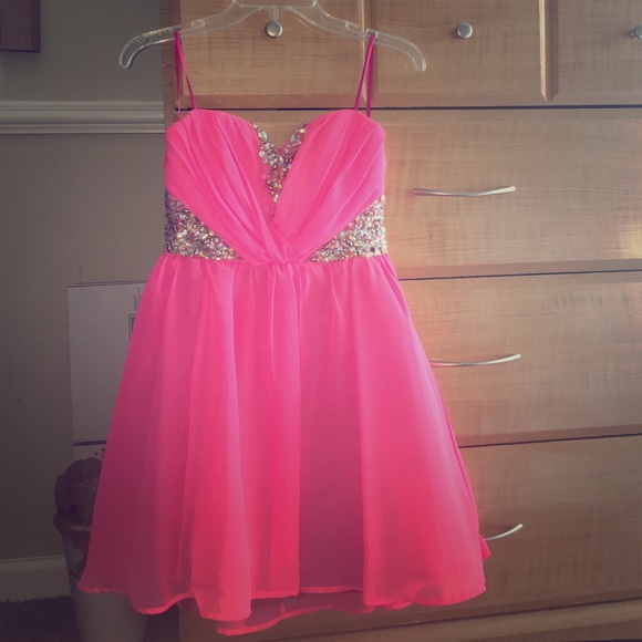 Sparkly Hot Pink Homecoming Dress