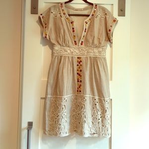 Mint brand linen beaded and embroidered dress
