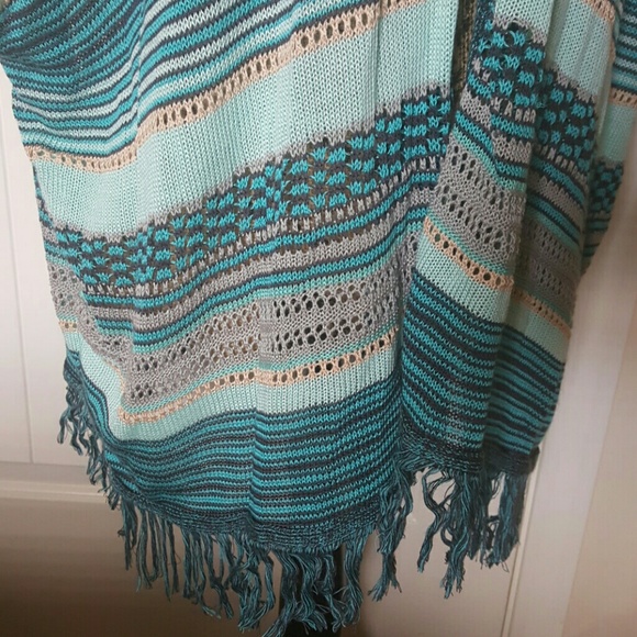 Aqua cardigan with fringe perfect 4 lularoe - Picture 2 of 3