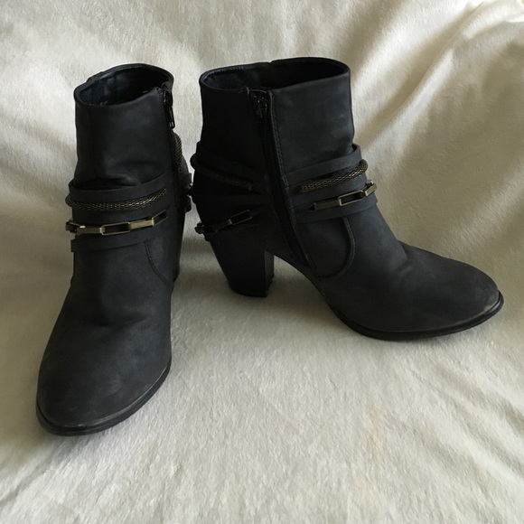 Faux suede ankle booties with chain detail