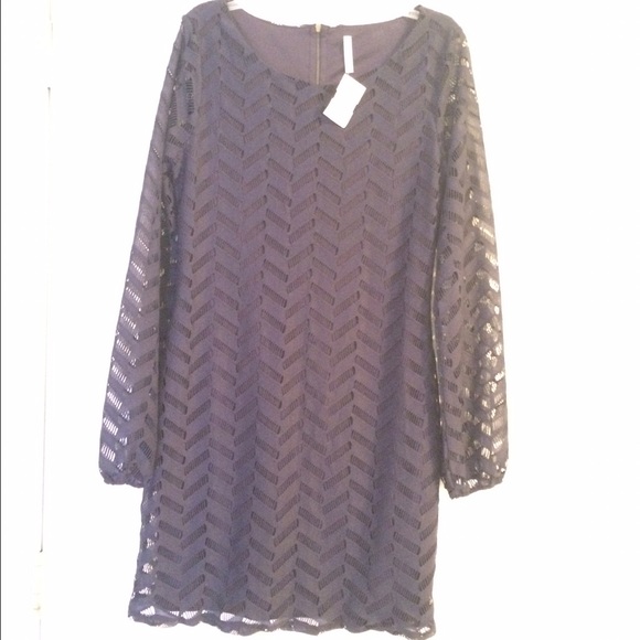 Long sleeve navy blue dress