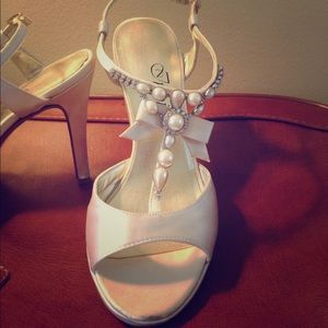 White Satin Bridal Heels Size 6