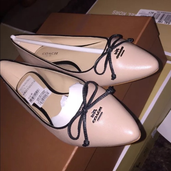 coach flats calf and kidsskin beechwood/black