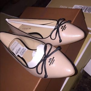 coach flats calf and kidsskin beechwood/black