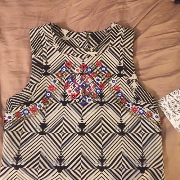 Black and white beaded dress.