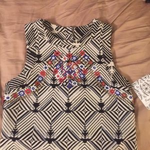 Black and white beaded dress.