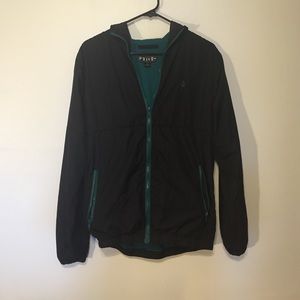 Volcom Windbreaker Jacket (Black and Turquoise)