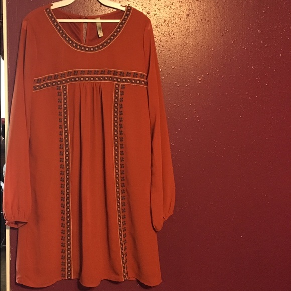 Rustic orange long sleeve dress